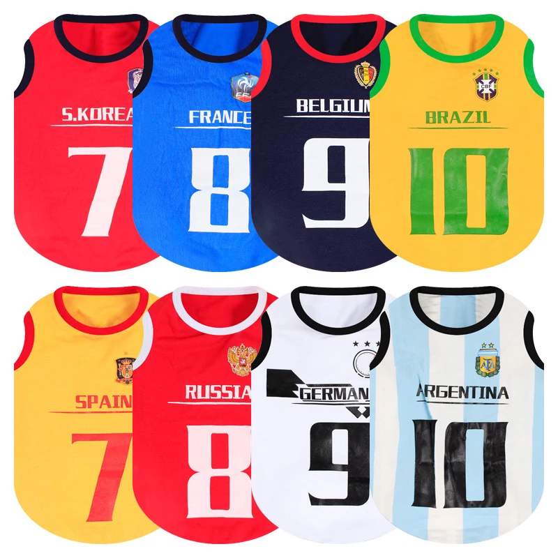 Summer Sports Pet Dog Cat Shirt Pet Vest Clothing T shirts Football Soccer Jersey Clothes For Small Dogs Chihuahua Pug Shirts