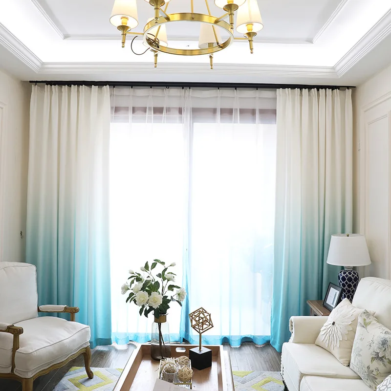 

4 colors modern and simple curtains for kitchen balcony new Korean printing blackout curtains for bedroom / living room