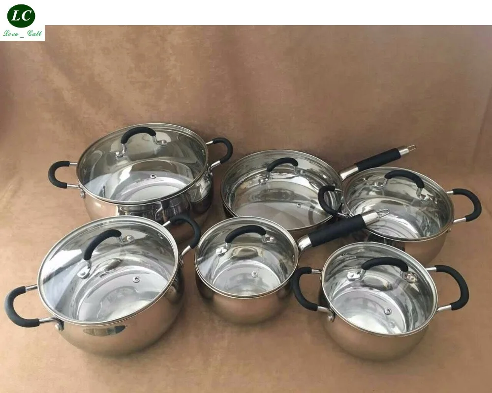 Pots and Pans Cookware Set Utensils Casseroles Inox Stainless Steel Cooking Pot 12pcs Cookware 