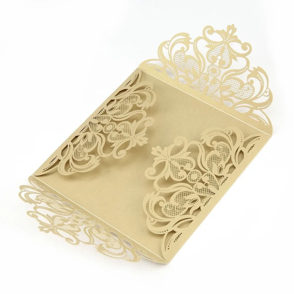 d036 foldable invitation card exquisite hollow out floral printing