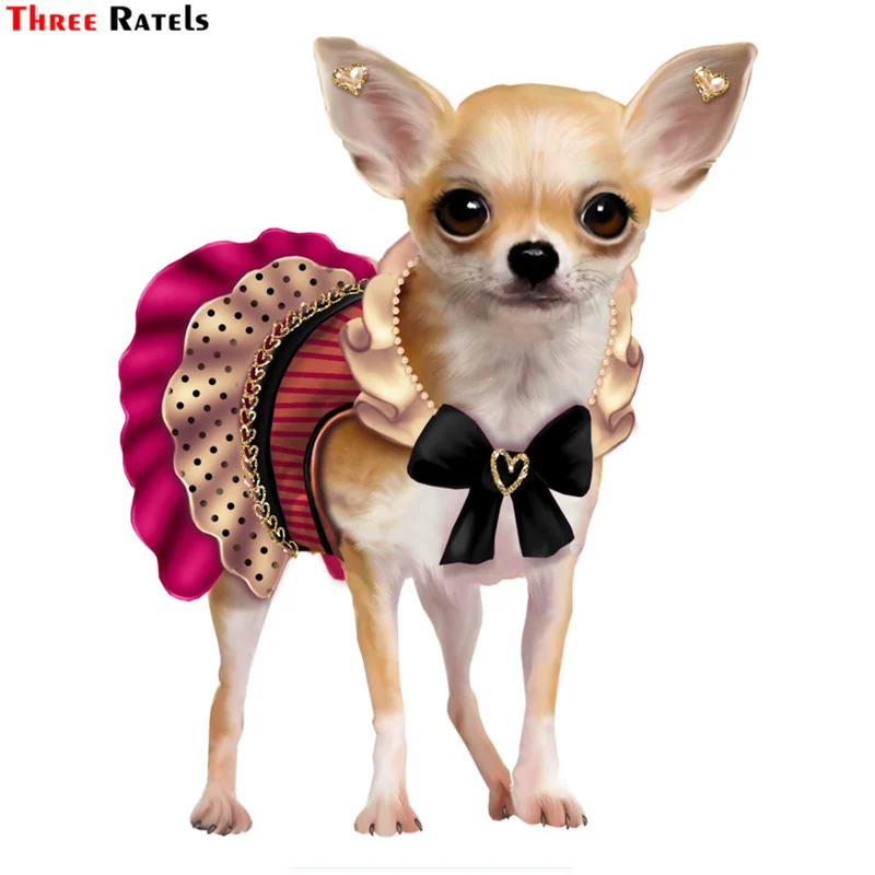 

Three Ratels TRL753# 13.7x17cm puppy chihuahua french bulldog car stickers funny car sticker auto decals