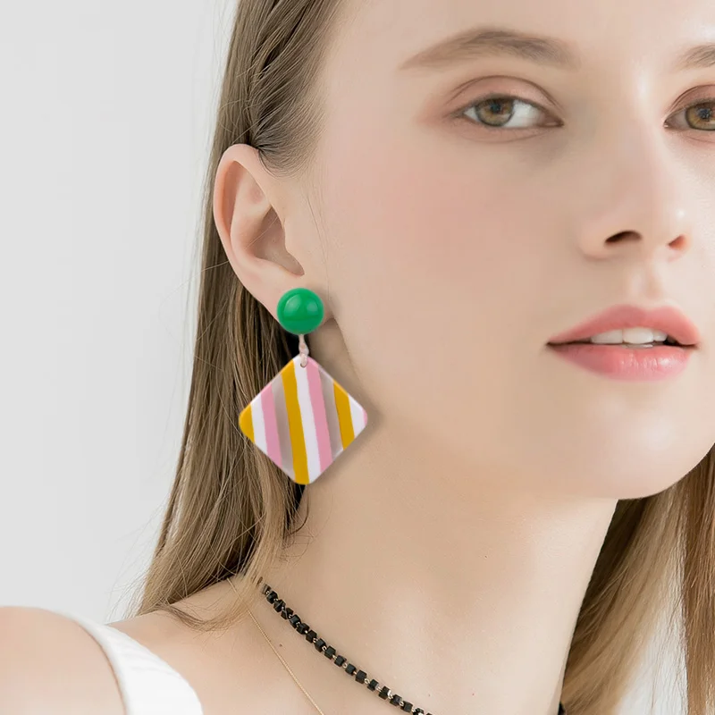 Classic Fashion Resin Earrings Bohemian for Women Big Long Round Geometric Acrylic Drop Earring for Girls Elegant Gifts Jewelry (5)