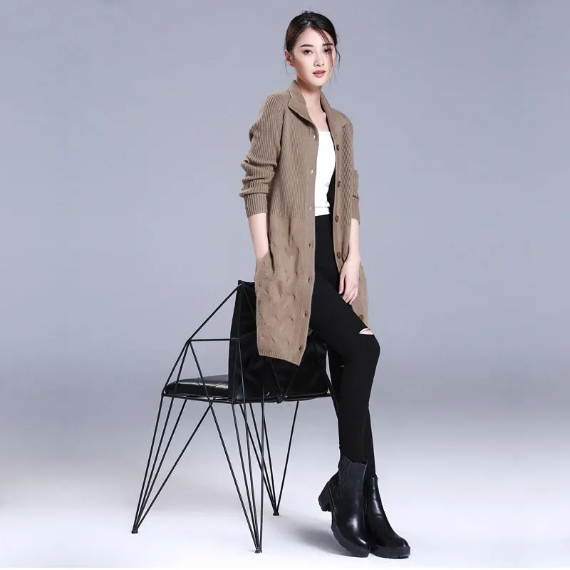 Automne gray Cardigans light Manches Manteaux 100 Femmes Pur white 2018 Boutons Cachemire Long Orange Longues Hiver Dames camel Tricoté Chandail Coffee 7wqxf4aF