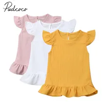 2019 ropa de bebé de verano 1-6T bebé chico bebé Mini vestido de princesa de mosca manga de fiesta de gasa vestidos de