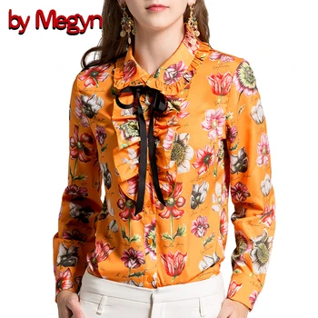 

by Megyn 2019 women blouses plus size 3XL women shirts long sleeve shirt women feminine fashion flower print ruffle top shirts