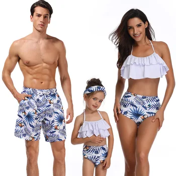 

Mommy and Me Bikini Clothes Ruffle Mother Daughter Swimsuit 2019 Family Look Mom Daughter Swimwear Family Matching Clothes
