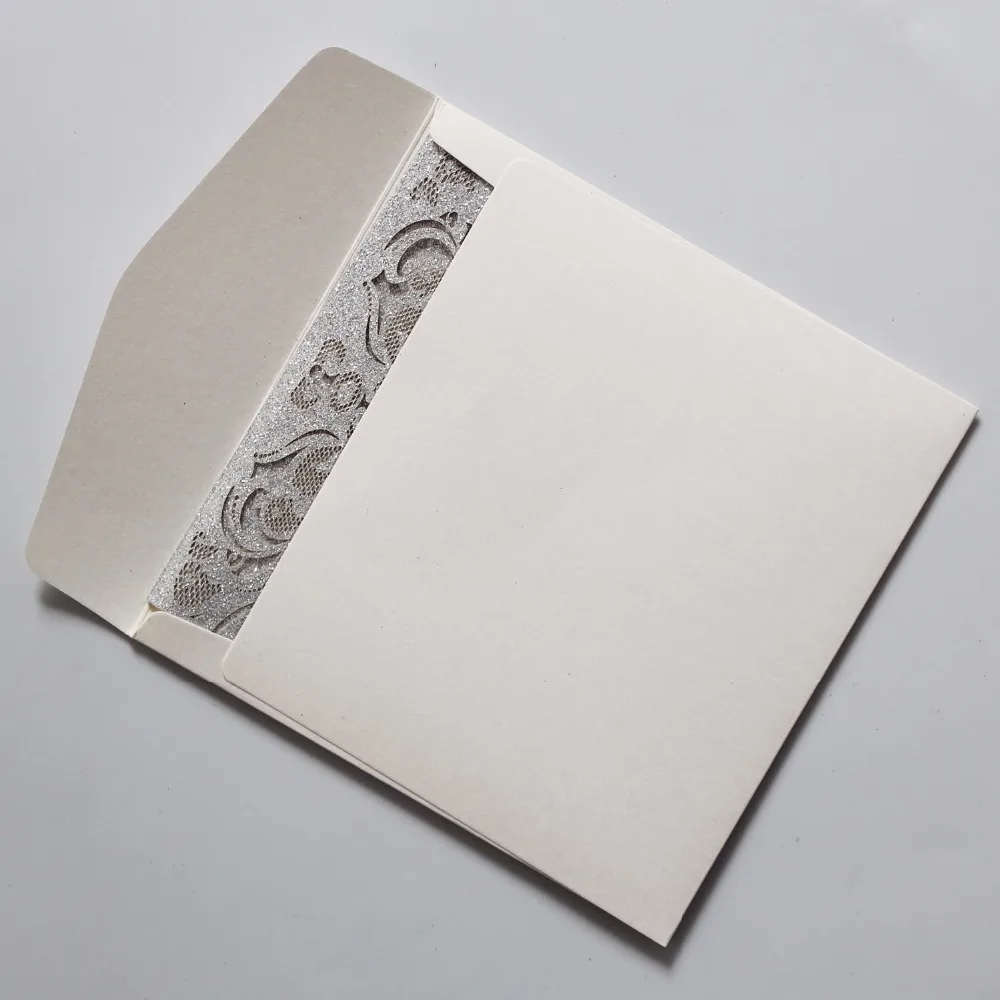 Silver Laser Cut Wedding  Invitation Set Elegant Wedding Invite Personalized Invitation Cards with Pink Liner