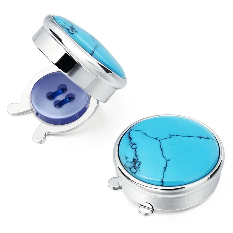 HAWSON 1 Pair Elegant Natura Sky Blue Color Stone Buttons Cover for Mens French Shirt High Quality Buttons for Clothing