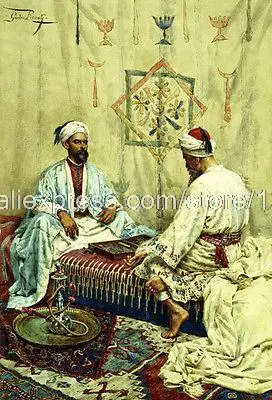 Giulio Rosati Arabs Playing Backgammon Board Game Barefoot Men Visit Our Shop hand painted Impression techniques large a | Дом и сад