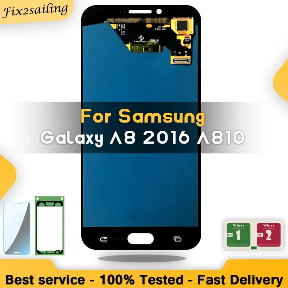 

Super AMOLED For Samsung Galaxy A8 2016 A8100 A810 LCD Display Touch Screen Digitizer Assembly Replacement free shipping gift