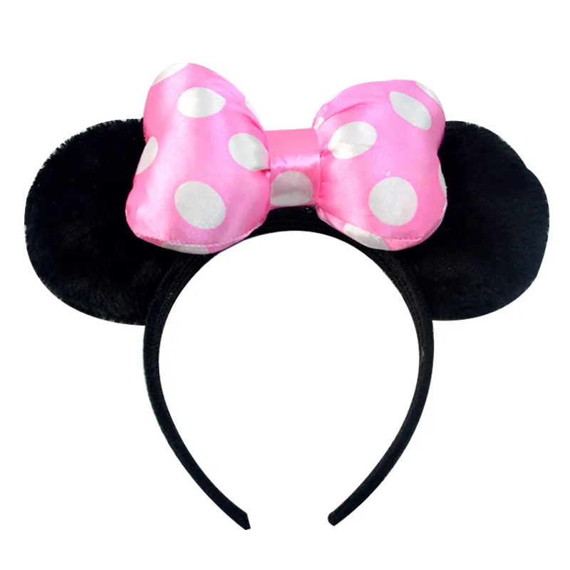 Christmas Hairband Cute Mickey Ears Bows Headband Pink Ear Headband Bow Hair Accessories for Girls Birthday Party Celebration