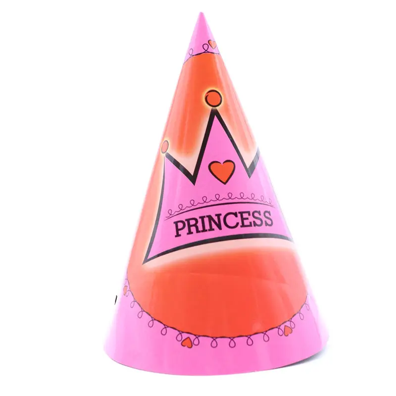 Розовый принцесса день рождения украшение дети вилка Салфетка под тарелку кружку детский душ принадлежности вечерние одноразовые посуда - Цвет: Hat  6pcs