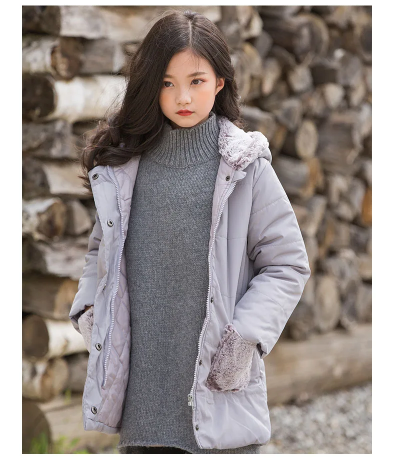 fleece hooded warm coats and jackets kids winter tops for teenage girls outerwear clothing children patchwork pockets warm coats (3)