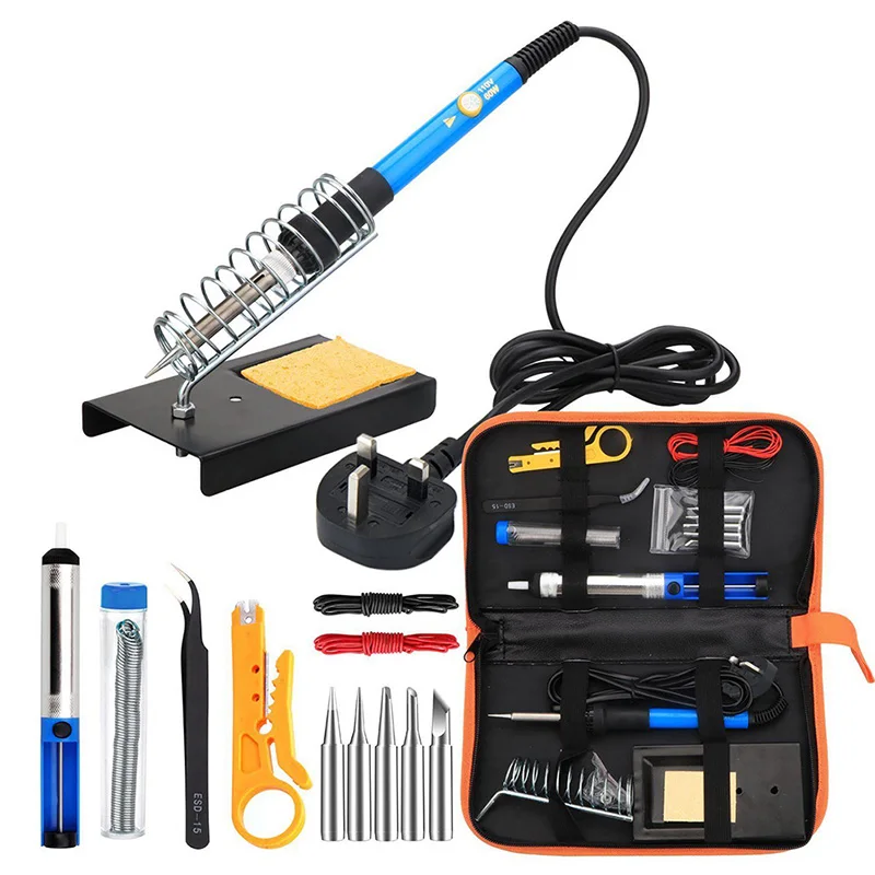 

2018 New Adjustable Temperature Electric Soldering Iron Kit With Tool Carry Case Soldering Tips, Desoldering Pump