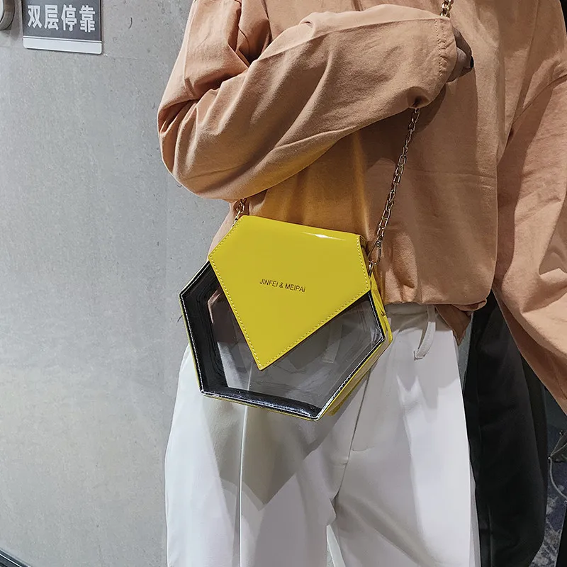 Летняя прозрачная маленькая сумка-кошелек из ПВХ с шестигранной застежкой, пляжные сумки на цепочке, клатчи на плечо, сумки-мессенджеры для женщин Sac