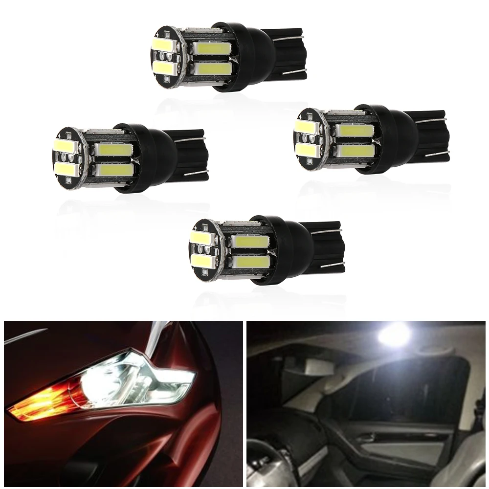 4 шт 10 SMD W5W 194 168 светодиодный Canbus Error Free клиновидные боковые светильник