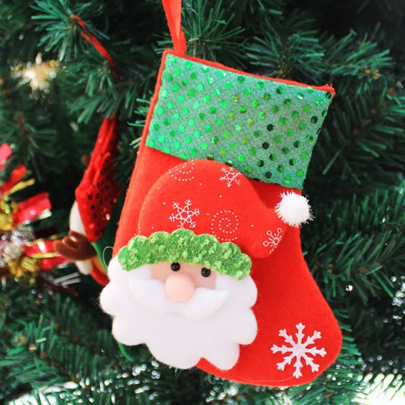 

Christmas gift bags stockings Christmas decorations for home Hanging Candy Bag Party Santa Elk Snowman Home Ornament accessories