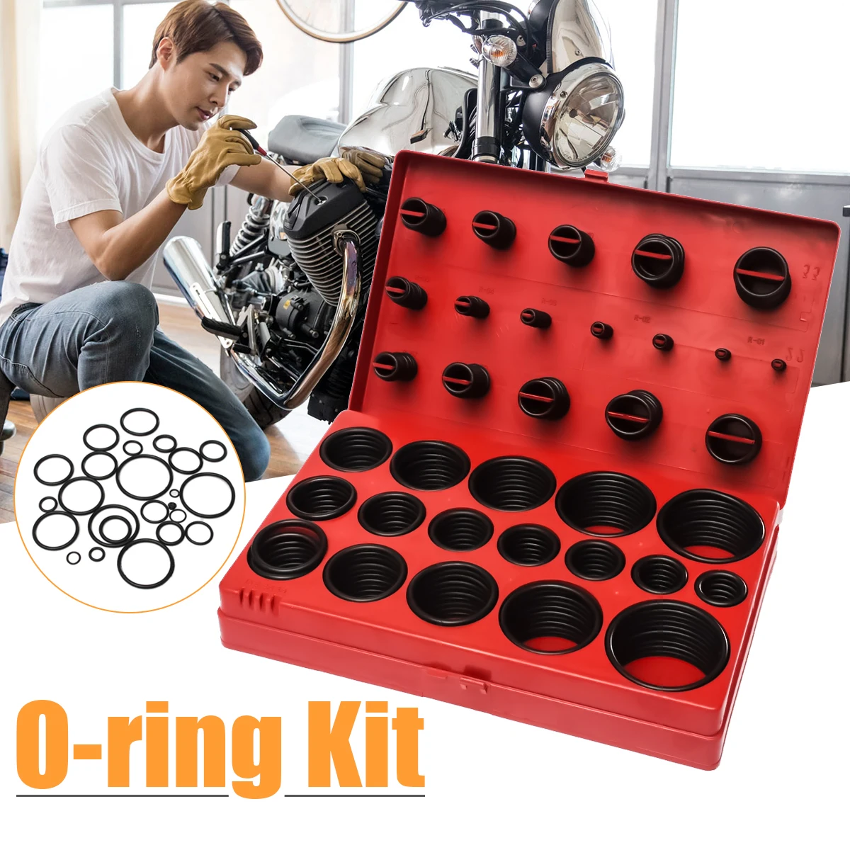 

419Pcs Assorted O Ring Rubber Seal Assortment Set Kit Includes 32 Size Garage Plumbing With Case for Garages General Plumbers