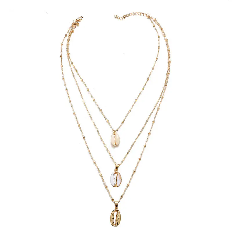 

Bohemian Crystal Shell Seashell Pendant Necklace Pattern Choker Necklaces Women Girl Collar Sea Shells Summer Beach Jewelry