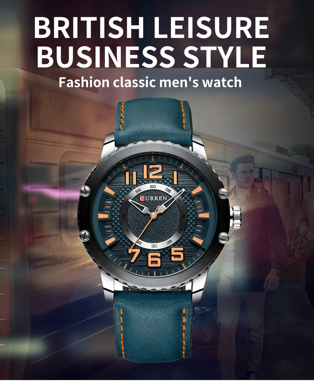 CURREN Casual Leather Watch for Men Style Business Quartz Wristwatches New Relojes Hombre Unique Design Clock Male Watches