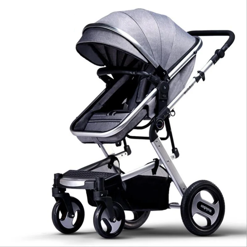 

Stroller 2 in 1 high landscape baby basket stroller can sit / lie. Fold two-way stroller four wheel shock absorber stroller