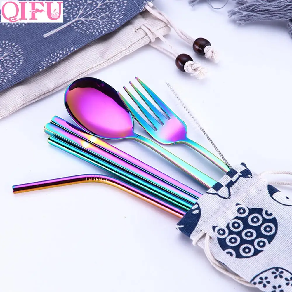

QIFU Spoon Fork Set Chopsticks Stainless Steel Decor Happy BIrthday Wedding Party BBQ Tools Dinnerware Set Home Party Supplies
