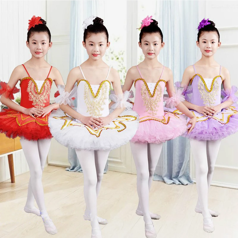 Романтическая детская балерина костюм для танцев для девочек Лебединое озеро балетное платье детская балетная юбка-пачка гимнастический купальник Одежда для бальных танцев