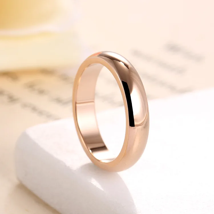 

AENINE Stainless Steel Simple 4mm Wide Version Glossy Ring Classic Rose Gold Titanium Steel Wedding Couple Rings For Women BXJ11