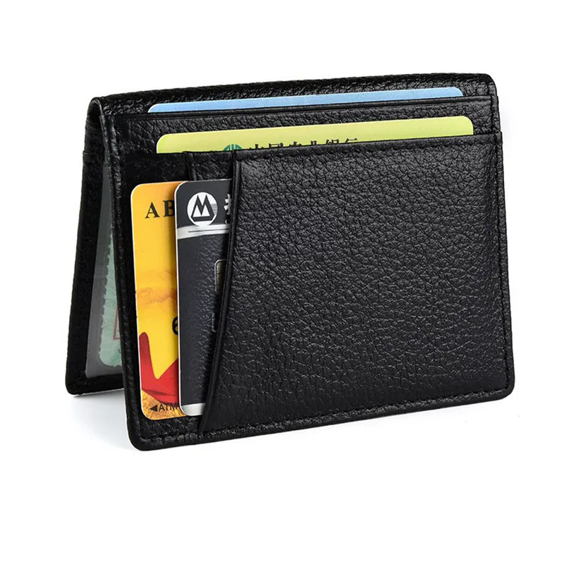

1pcs Genuine Leather Card Holder Men Cow Leather with Litchi Grain Cowhide Pattern Wallet Driver License ID Credit Card Wallet