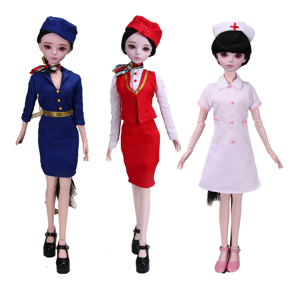 60 см ручная работа профессиональные куклы 1/3 Bjd стюардесс/медсестра/полиция 23