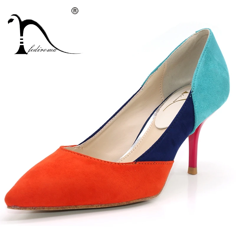 

FEDIROMA Mixed Color Pointed Toe High Heels Shoes Spring Wedding shoes Female Women's Pumps Dress Heels Shoes