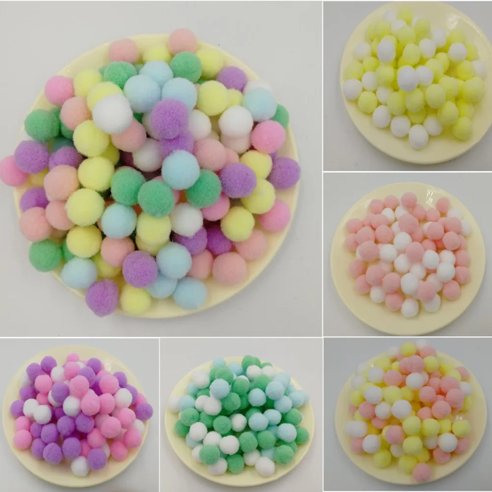 

Pompom 10mm 15mm 20mm 25mm 30mm Round Pom poms Fur Balls DIY Crafts Pompones For Diy Kids Wedding Sewing Home Decoration 20g