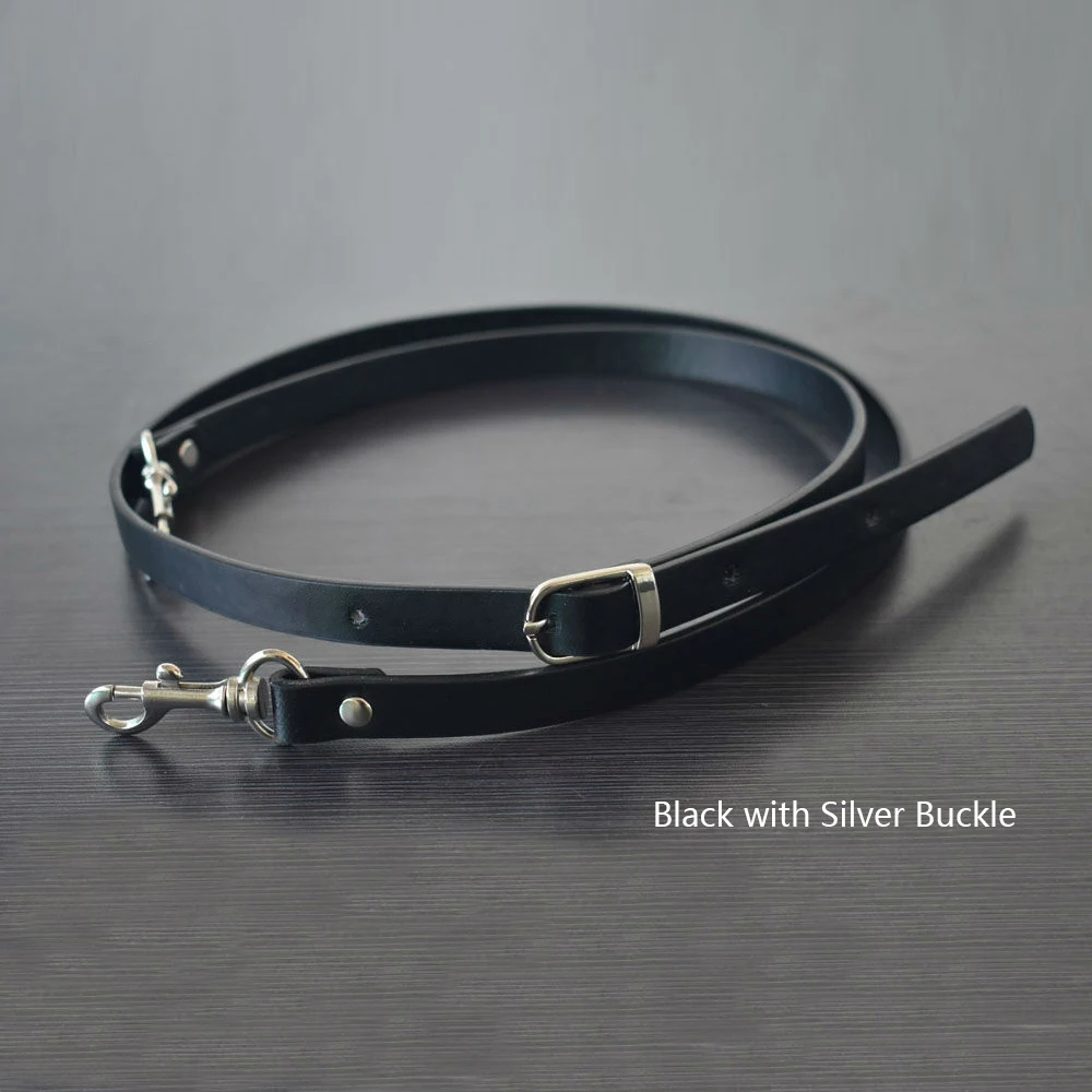 

135CM Adjustable Leather Strap Handbag Shoulder Bag Belts Handmade Replacement Silver Buckle Bag Parts Accessories Black