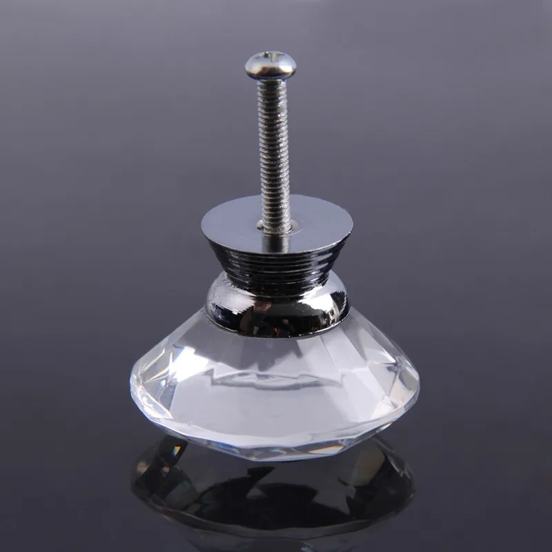 Popular-1X-40mm-Diamond-Shape-Clear-Crystal-Glass-Drawer-Cabinet-Pull-Handle-Knob-Free-Shipping