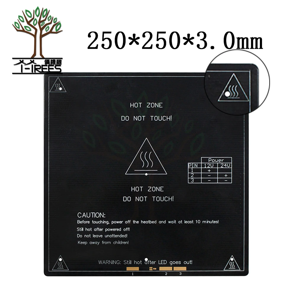 

250*250*3mm 250x250mm large area printing size 12/24V double voltage heating hot bed heated bed plate 3D printer accessories