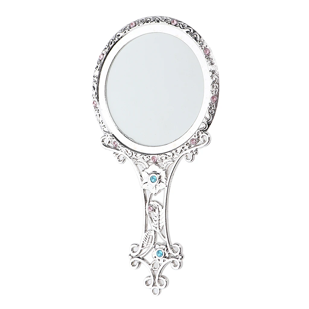 MagiDeal Portable Antique Vintage Pocket-Sized Hand Held Makeup Beauty Cosmetic Mirror Vanity Dresser Decor