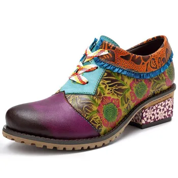

Vintage 2019 New Genuine Leather Ankle Boots for Women Lace up Spring Autumn Ladies Shoes Woman New Brogues Shoes