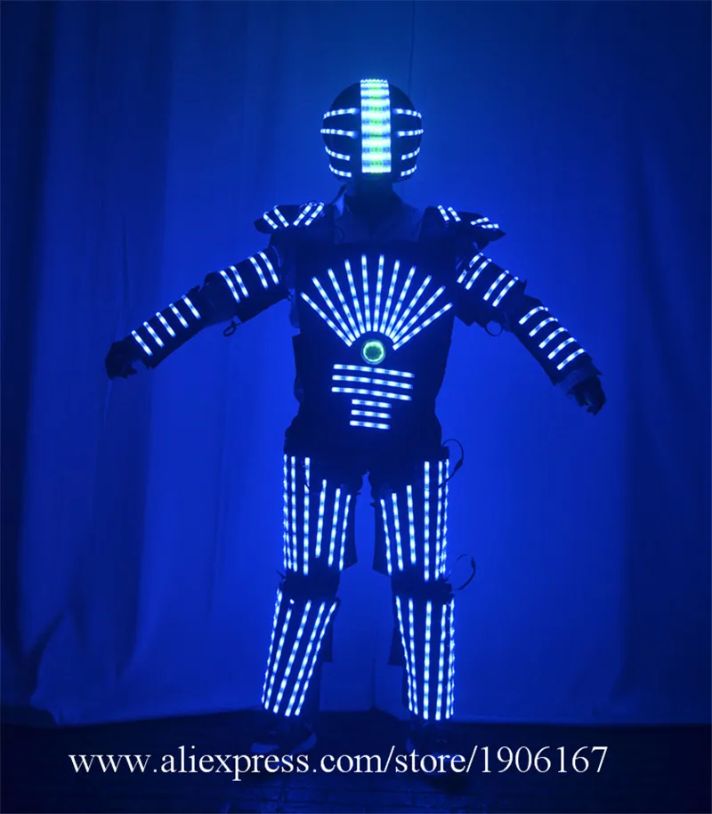 New arrived RGB color LED armor LED Suits Robot Costume LED Luminous Clothing For Night Clubs Party KTV05
