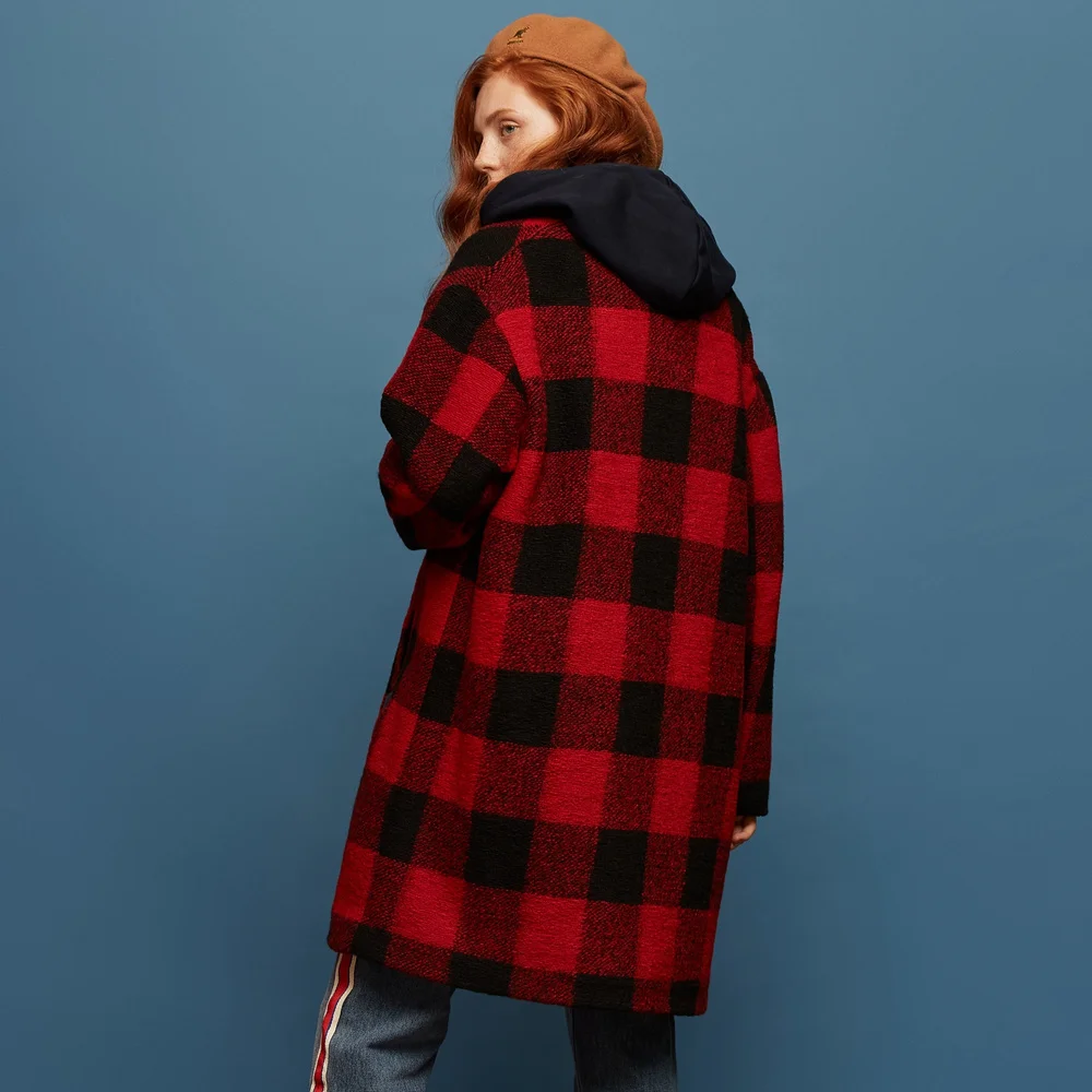 Coréenne Plaid Version Group D'hiver Nouvelle Green Long Manteau Femelle Metersbonwe Groups Automne Et Décontracté red CFqAgwA