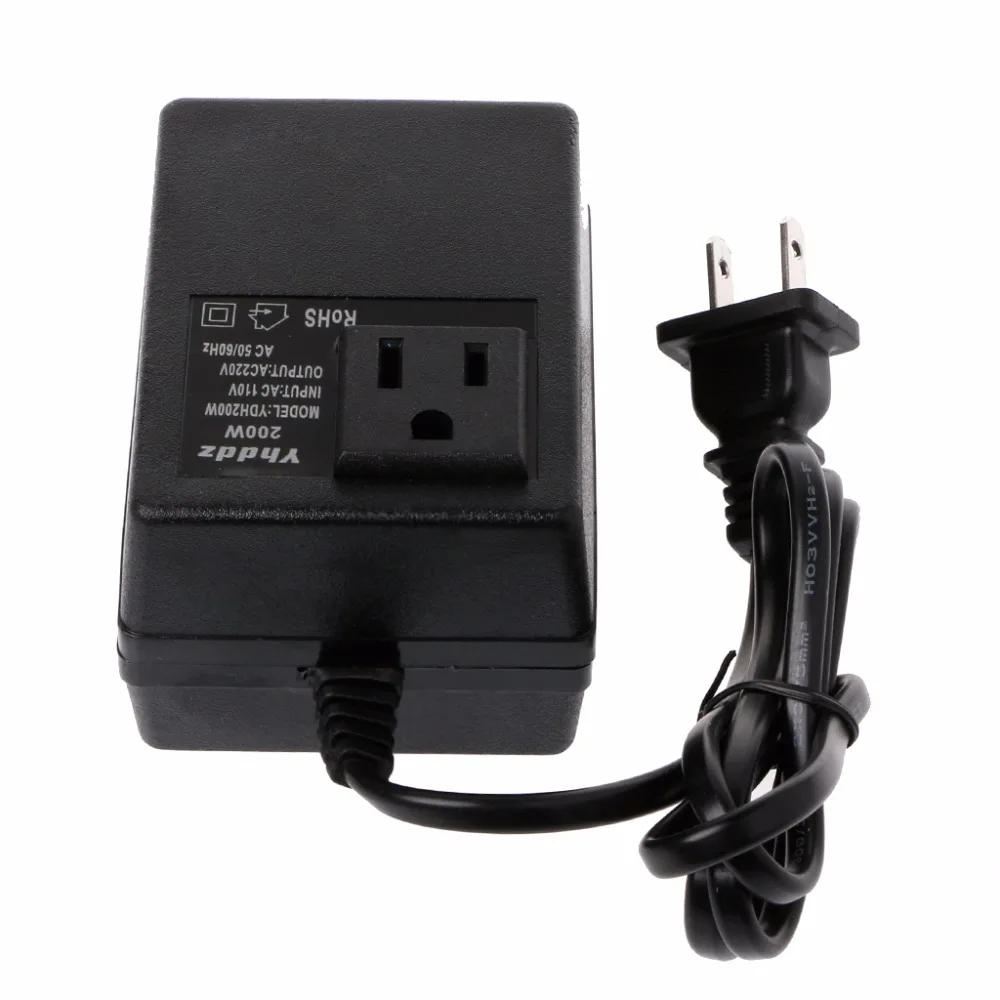 

200W AC 110V to 220V Step Down Transformer Convert Travel Power US Plug Adapter
