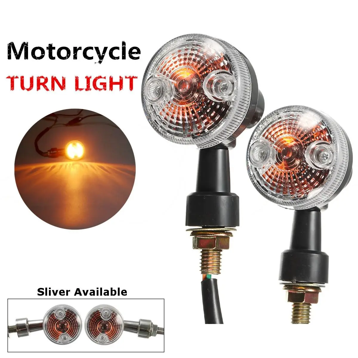 2 Pcs Universal Mini Retro Motorcycle Front Turn Signals Lights