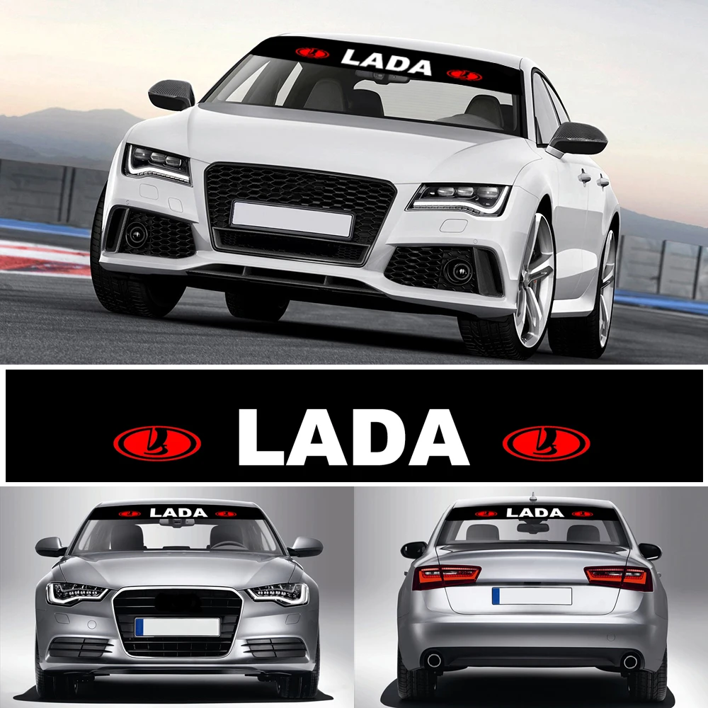 

Car-Styling Sunshade Front Windshield Banner Decal Reflective Stickers For Lada Vaz 2110 Samara Niva Kalina Priora Granta Largus