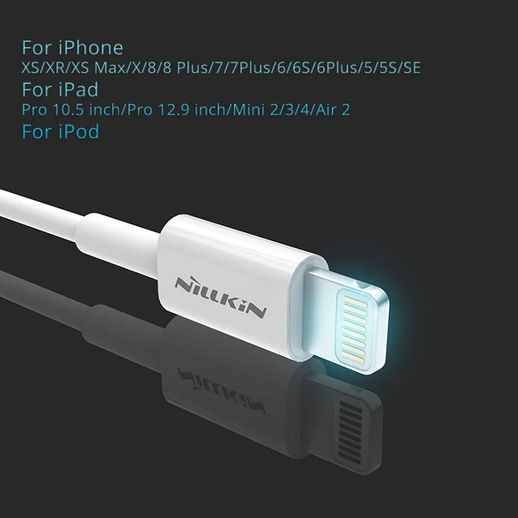 NILLKIN USB зарядное устройство кабель для iPhone Xs Max/XS/XR MFI освещение USB кабель для передачи данных для iPhone X 8 7 6 6S 8P USB ЗУ для мобильного телефона - Цвет: White