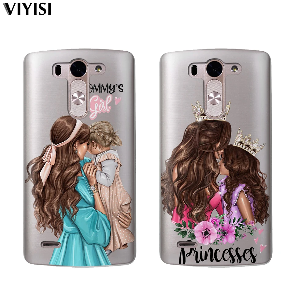 

For LG G6 G4 G5 Q8 Q6 K8 K7 K10 2017 X Power 2 Coque Etui Cover Luxury Black Brown Hair Baby Mom Girl Queen Princess Phone Case