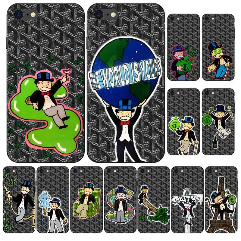 

Monopoly Luxury Dolar Cartoon Smooth Silicone Back Cover Cases For iPhone X XR Xs max 6 6 s plus 7 8 Plus Coke Phone Covers