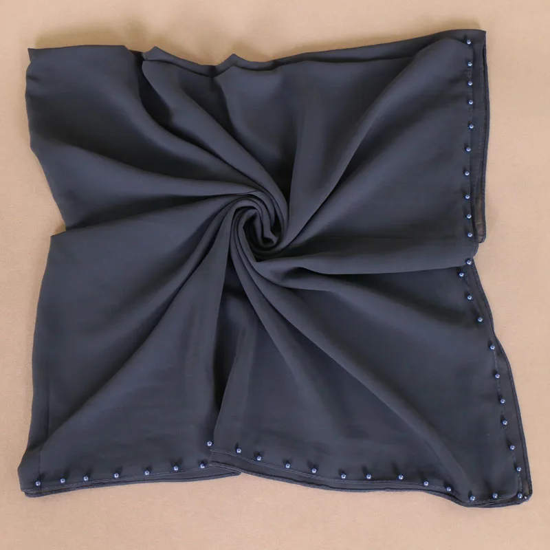 Квадратный шарф простые Пузырьковые шифоновые платки с жемчугом модные муслиновые хиджабы шейный платок шарфы/шарф розничная торговля - Цвет: 4