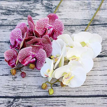 Flores artificiales de orquídeas con 6 cabezales de impresión 3D, Artificial, mariposa, flor, orquídea para decoración de boda y hogar