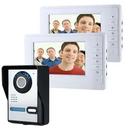 DHL Бесплатная Best 7 "Цвет видео-телефон двери звонок Интерком Комплект ИК Ночное видение Камера Видеодомофоны 2 Мониторы для дома