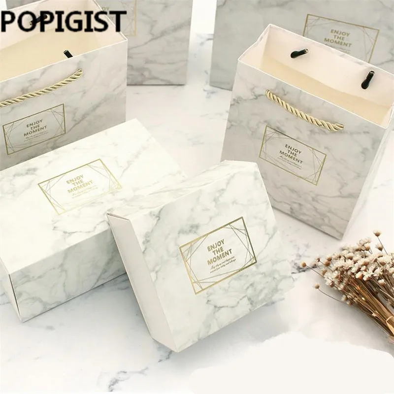 

Marble Color Vintage Wedding Candy Box Gift Bag Kraft Paper Gift Box Chocolate Boxes Cookies Bag Women's Bag Gift Bags Small Box