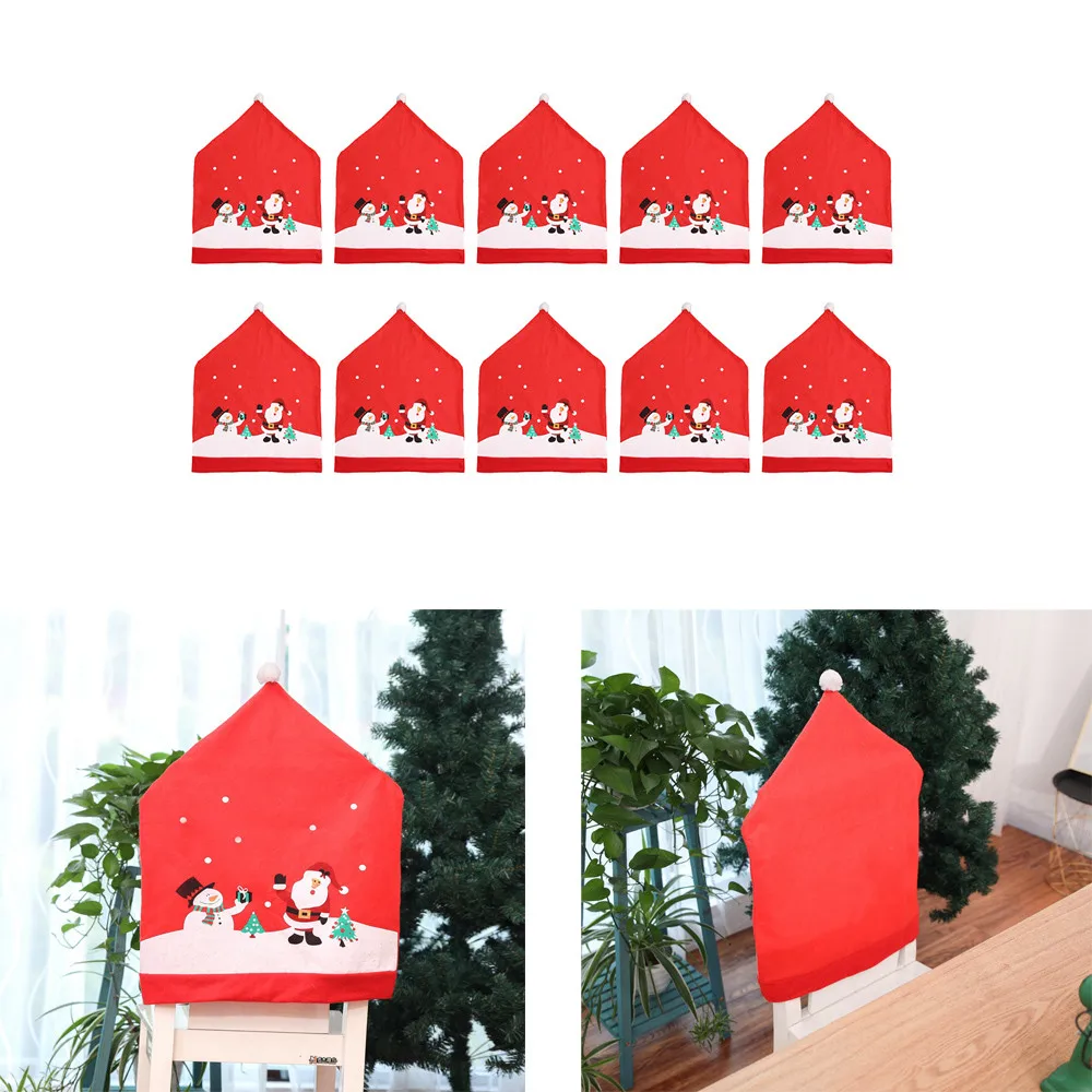 

10Pcs Non-woven Chair Cover Stool Set Christmas Decoration Home Garden Decorative Supplies Tool Drop Shipping
